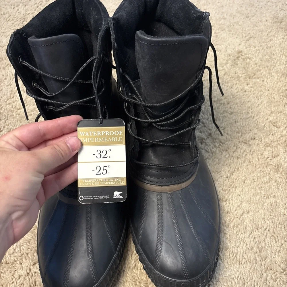 Sorel Cheyanne II Mens 13 Black Waterproof Insulated Winter Snow Duck Boot